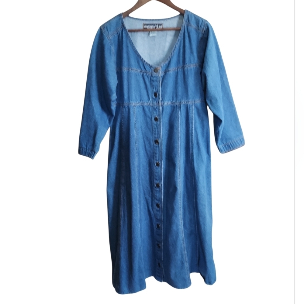 Vintage 90's Wesayo Blues Denim Cotton Maxi Dress